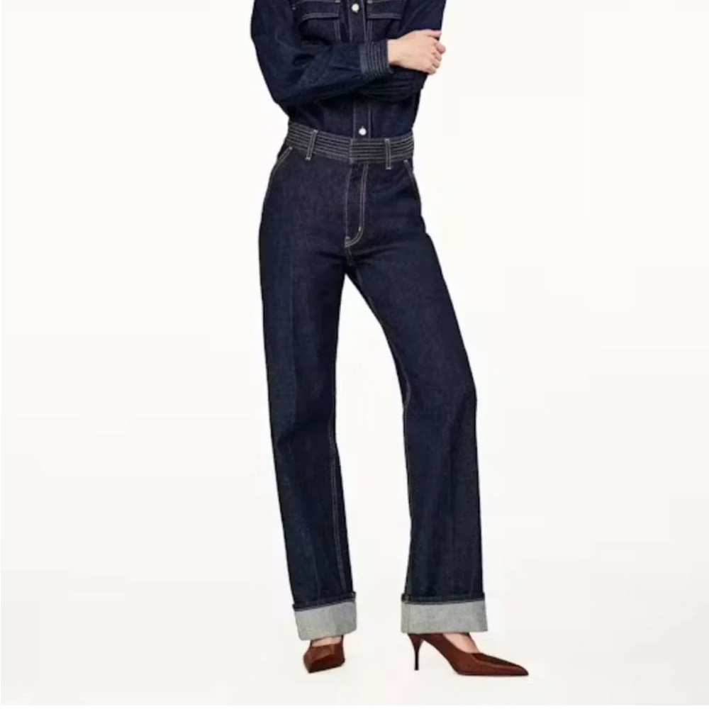 Frame Trapunto Dark Rinse Trouser Jeans